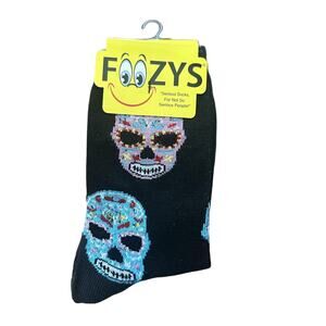 New Foozys Crew Length Sugar Skull Day Of The Dead Socks Women One Size